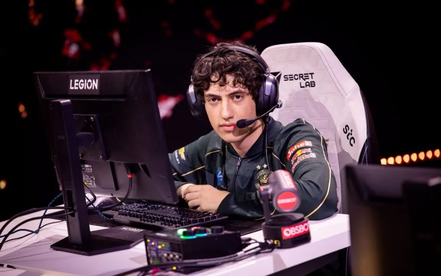 Rocket League players compete on stage at the Esports World Cup 2026 in Paris