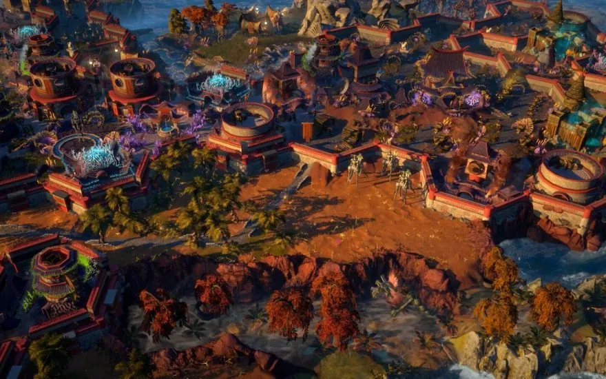 A city and battlefield on the flooded world of Saiadha in ENDLESS Legend 2