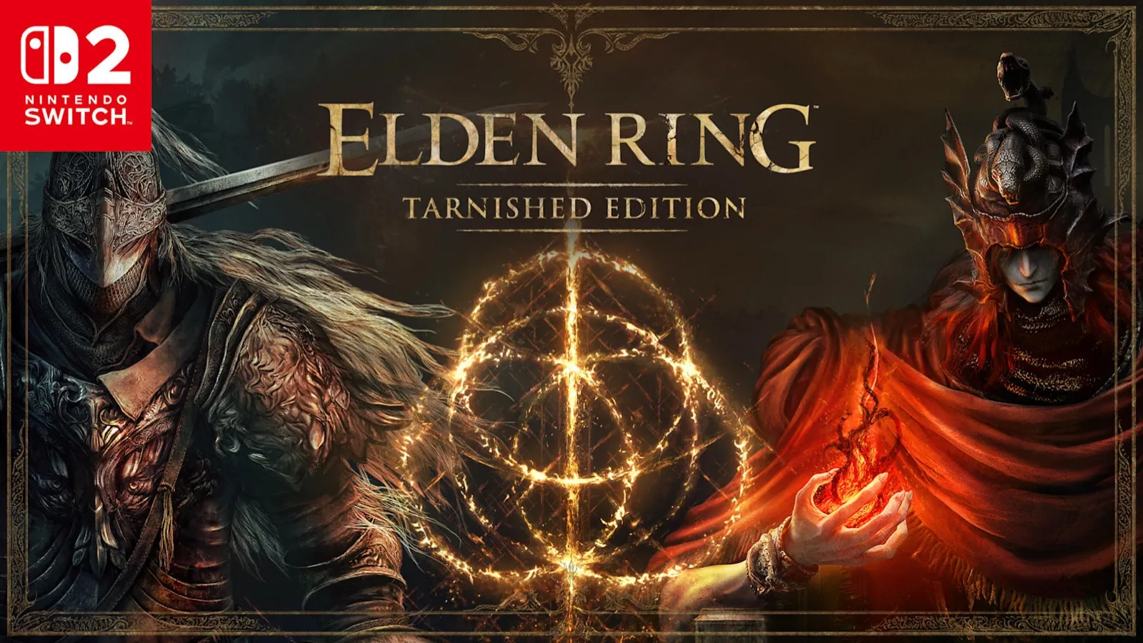 Elden Ring Tarnished Edition key art with armored characters and the glowing Elden Ring