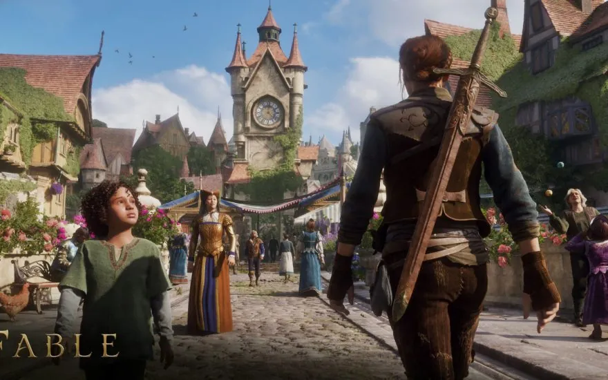 Fable hero overlooking Bowerstone during Gamescom 2026 quest gameplay