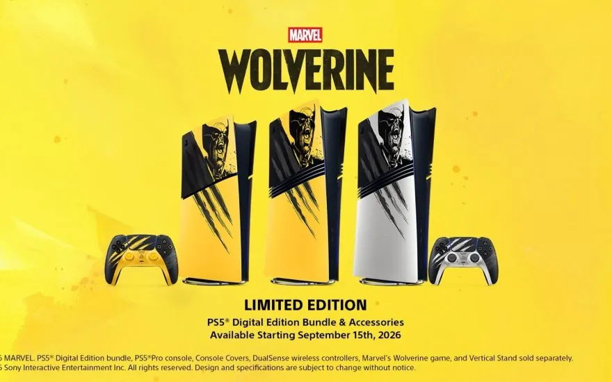 The Marvel's Wolverine Battle Yellow Limited Edition PS5 Digital Edition bundle with a matching DualSense wireless controller