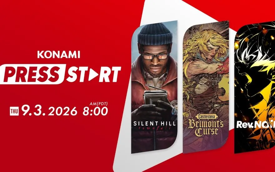 Konami Press Start 2026 artwork featuring Silent Hill Townfall