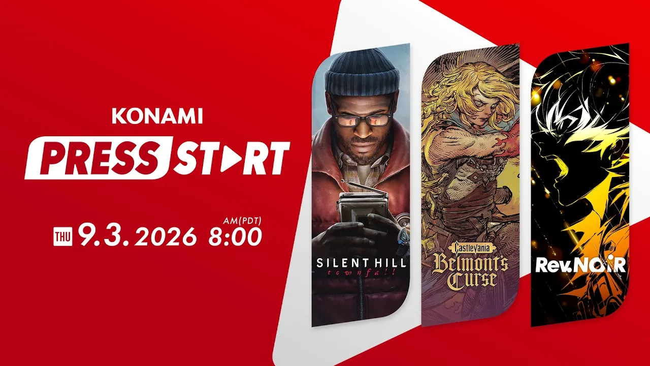 Konami Press Start 2026 artwork featuring Silent Hill Townfall