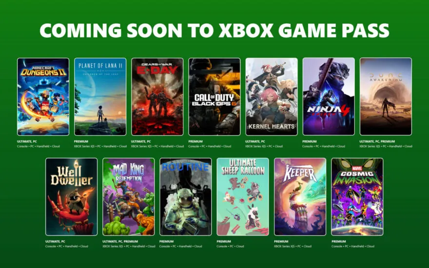 Xbox Game Pass September 2026 wave artwork featuring upcoming games