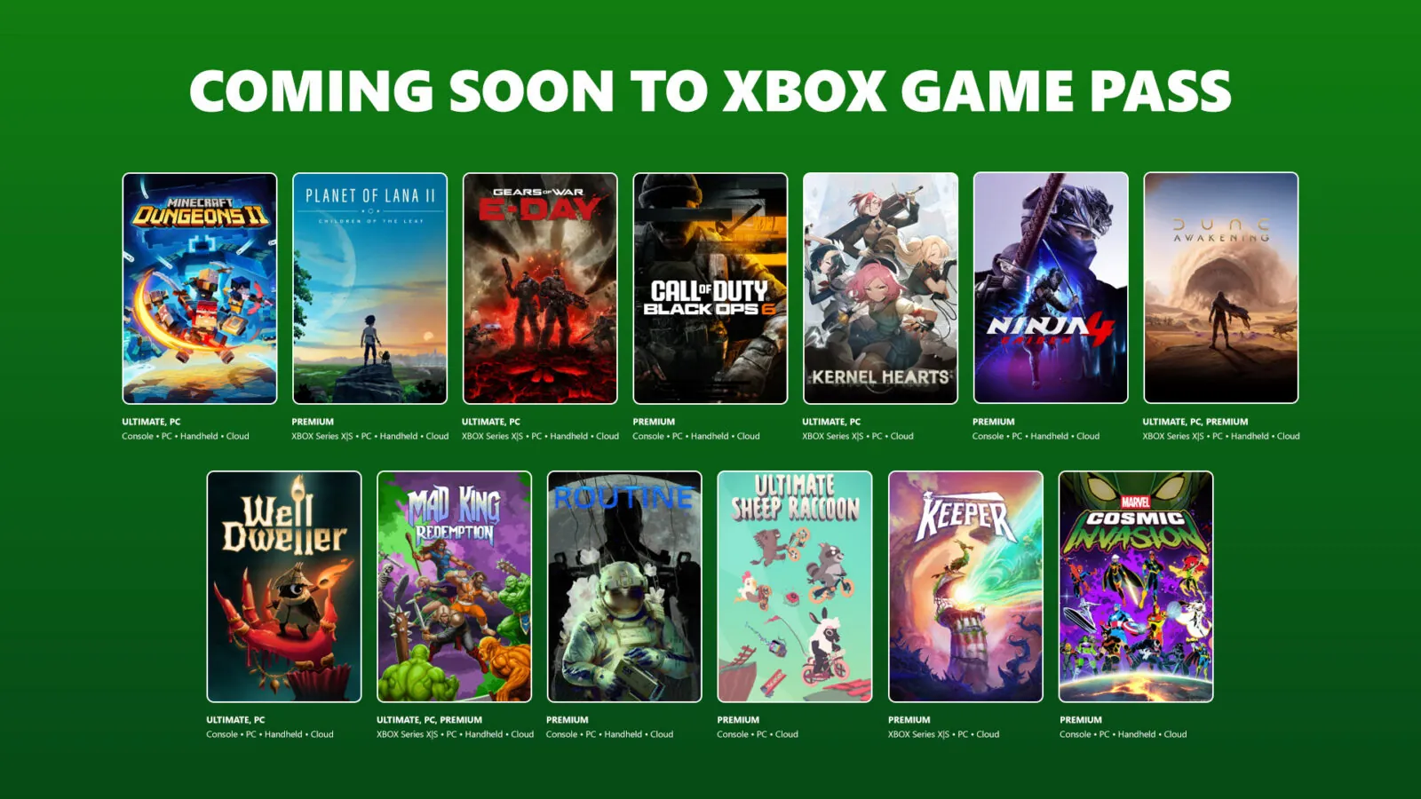 Xbox Game Pass September 2026 wave artwork featuring upcoming games